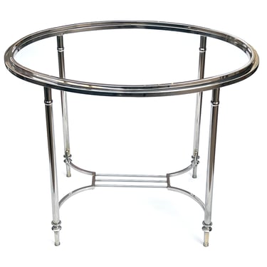 A Stylish French Art Deco Nickel-plated Oval Side/Coffee Table in the Style of Maison Jansen