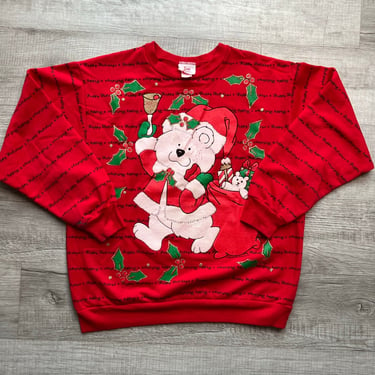 Vintage Happy Holidays Polar Bear Crewneck Sweatshirt