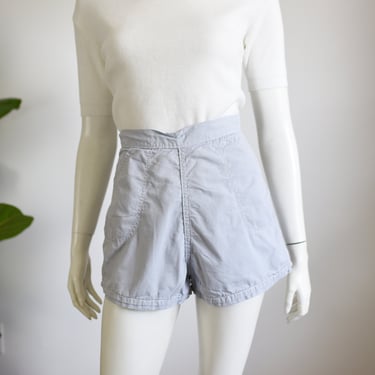 1950s Light Grey Cotton Shorts - S 