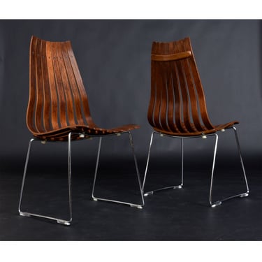 Pair Hans Brattrud Rosewood Scandia Dining Chairs by Hove Mobler of Norway 