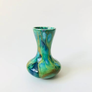 Mid Century Drip Pottery Bud Vase 