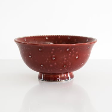 Wilhelm Kage red glazed "Argenta" bowl, Gustavsbeg. Sweden circa 1940