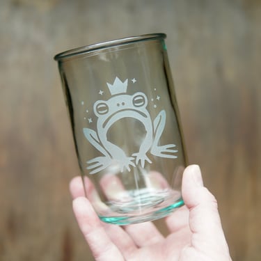 Frog Prince Pint Glass - engraved dishwasher safe barware, recycled glassware available 