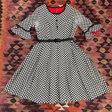 60s/70s vintage black and white checkered dress 