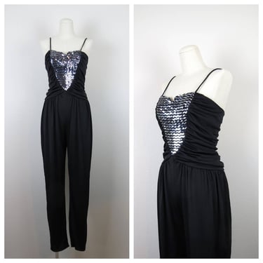 Vintage 1980s jumpsuit evening cocktail party disco sequins dressy new years 
