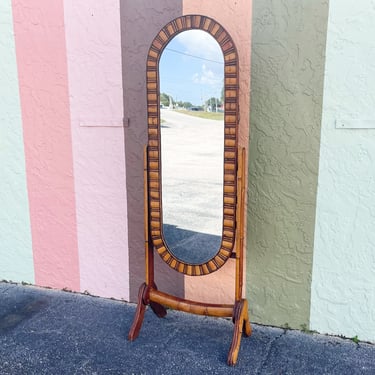 West Indies Style Rattan Cheval Mirror
