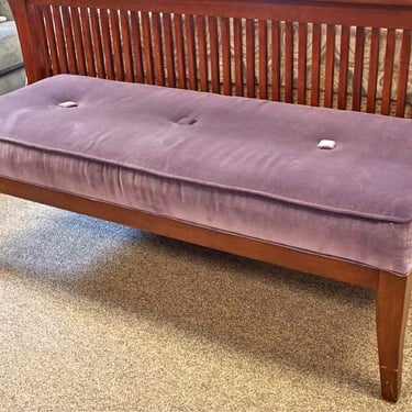 Cherry Bench with Purple Upholstery