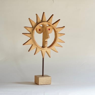 Bennington Pottery Modernist Sun Sculpture on Stand by David Gil 