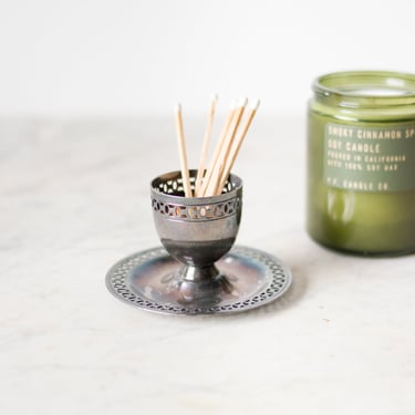 Holiday Soy Candle & Silver Match Caddy