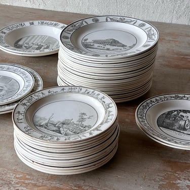 Set of 45 Mixed Creil and Coquerel Decorative Plates