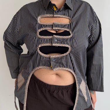 Tiberi x BRZ - Checkered Reworked Cutout Shirt (2X)