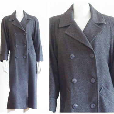 Vintage 1980s Gray Camel Hair Overcoat from Jacobson's | Double Breasted 