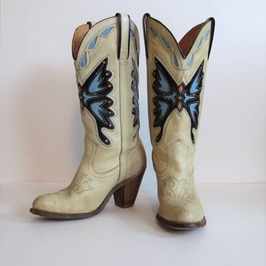 Vintage Y2K Miss Capezio butterfly western boots, leather, cowgirl, size 8 