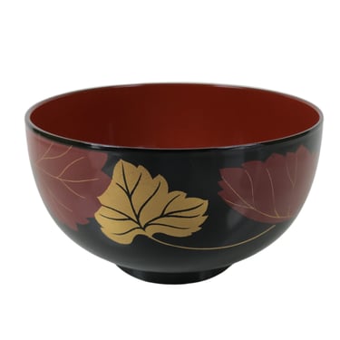 Japanese Lacquerware Bowl Vtg Aizu-Nuri Urushi Makie Red Black Owan Soup LB127