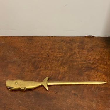 Vintage Brass Whale Letter Opener 