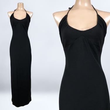 classy black dress mini Vintage Y2k 00s Bebe Handkerchief Hem Halter Neck Dress