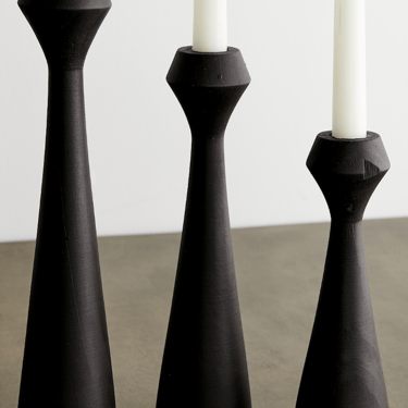 Tapered Hand-Turned Candlestick | Espresso Black