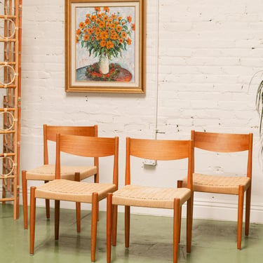 Poul Volther Papercord and Teak Dining Chairs