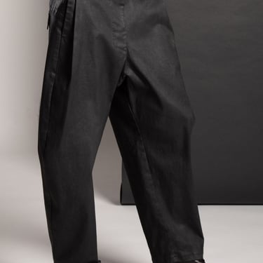 Coated Tapered Leg Trousers