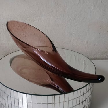 Blenko Dusty Rose Horn Vase | Cornucopia  Mid-Century Glassware | Winslow Anderson 