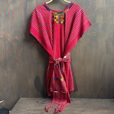 Vintage Red Striped Tunic with Tie