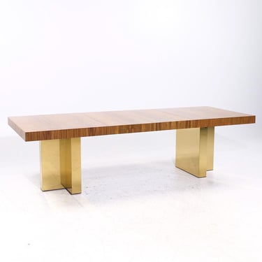 Milo Baughman for Thayer Coggin Mid Century Brass and Rosewood Expanding Dining Table with 2 Leaves - mcm 