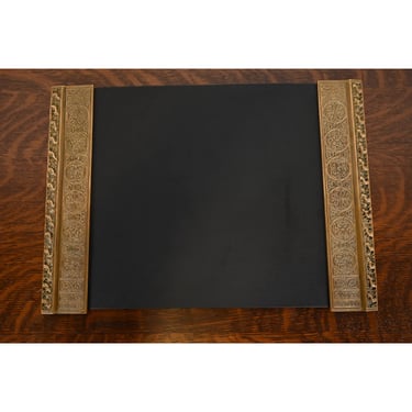 Tiffany Studios New York Venetian Bronze Doré Blotter Ends With Leather Desk Blotter