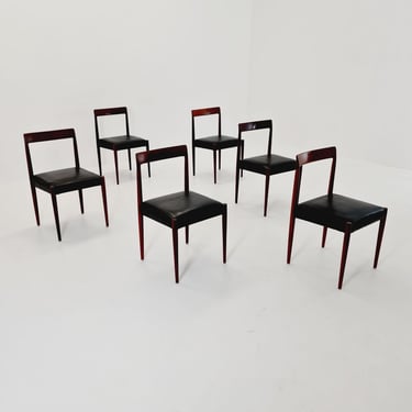 Mid century German rosewood & leather Dining Chair by Lübke, 1960s, set of 6 