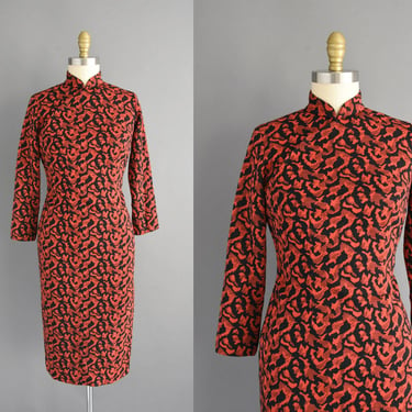 vintage dress 50s |  Cheongsam Cozy Fall Wiggle Dress | Medium 