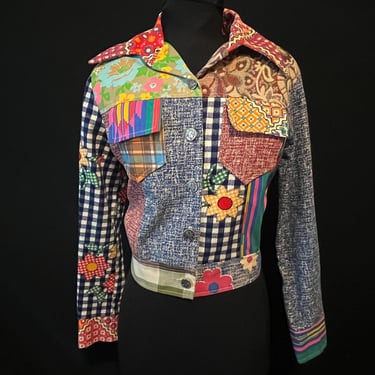 vintage Kennington patchwork jacket rare cropped colorful coat small 