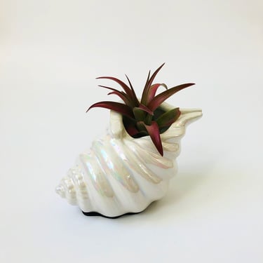 Vintage Iridescent Ceramic Shell Planter 