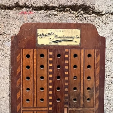 Antique Wood Cribbage Game Board Hughes Manufacturing Co Los Angeles 