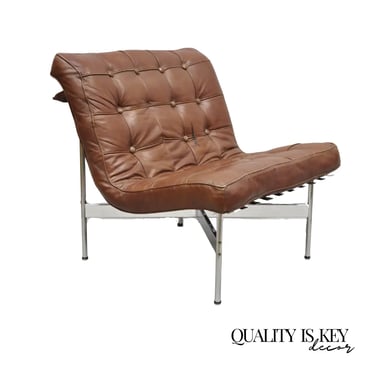 "New York" Brown Leather Lounge Chair by Katavolos Littell Kelley for Laverne