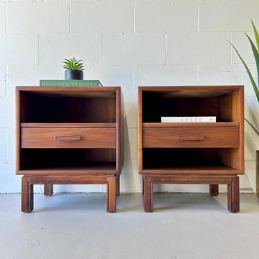 Mid Century Walnut Nightstands (a pair)