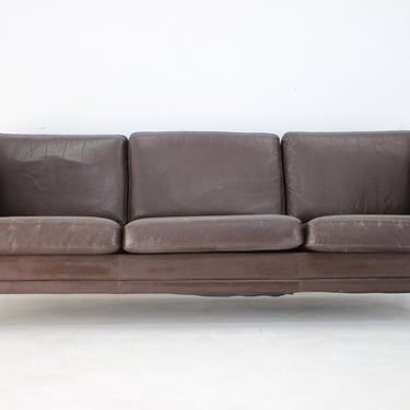 1970s Danish Brown Leather 3-Seater Sofa / Vintage Sofa / Mid-century / Brown Colour 