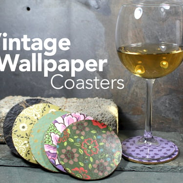 Coasters - Set of 6 Vintage Wallpaper Coasters - Barware - Giftware - Cocktail Hour - Unique Handmade Gift 