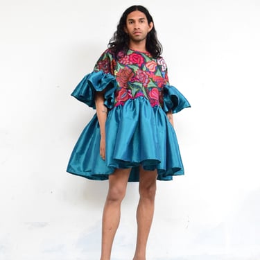 Embroidered Taffeta Huipil Dress 