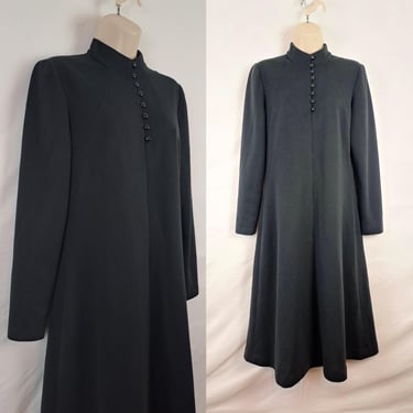 Vintage 90s Black Long Sleeve Dress, Size Medium 