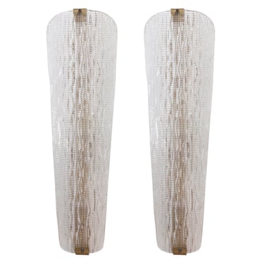 Set of 2 big Wall sconce Murano glass handmade texture Made in Italy, 82 cm height, design lighting 