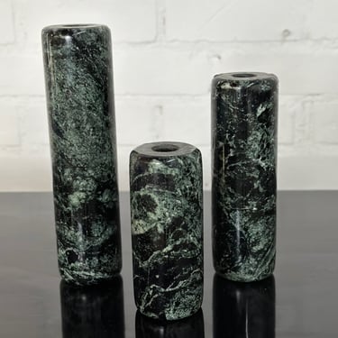 Italian Green Marble Candle Stick Holder- Set of 3 