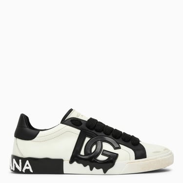 Dolce&amp;Gabbana Portofino Vintage White/Black Leather Trainer Men