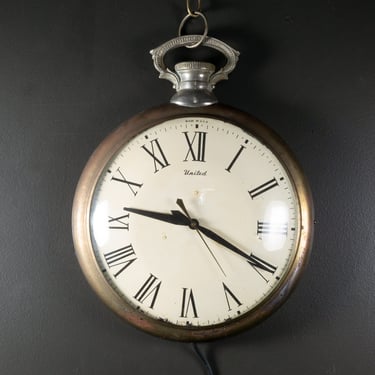 Mid-century United Clock Co. Oversize Pocket Watch Wall Clock c.1950