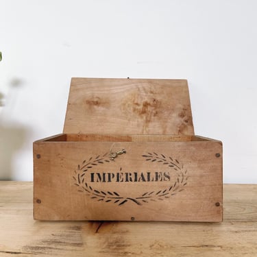 Beautiful vintage French wooden box with scripts 