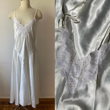 Lace and Pearl Satin Slip Dress 