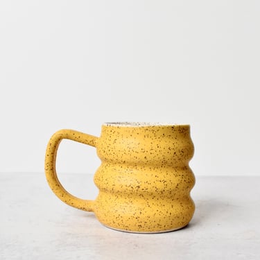 Mustard Yellow Ripple Mug with speckles 