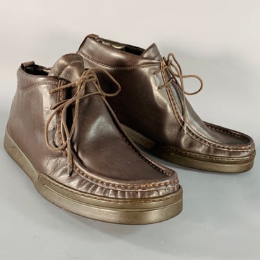 PS by PAUL SMITH Size 10 Brown Leather Lace-Up Moccasin Ankle Boots