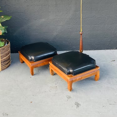 Vinyl and Wood Stacking Footstools