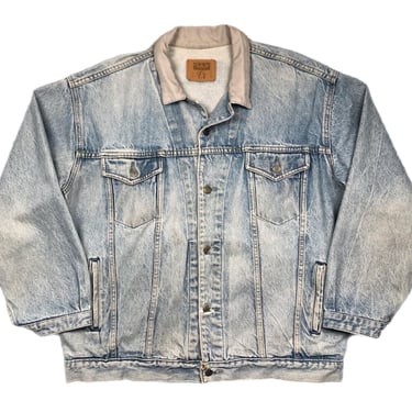 Vintage 90s Gap Denim Light Wash Corduroy Collared Trucker Jacket Size Large/XL 