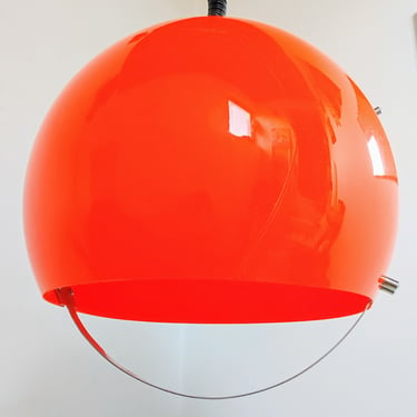 Vintage Orange Light/ Mid Century Modern Polam Meos Style Pendant Lamp /Vintage Adjustable Ceiling Lamp / Space age / Orange Light /70s 