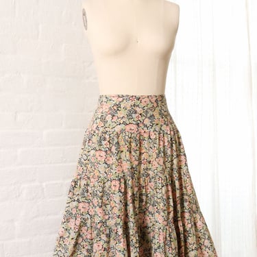 Art Nouveau Floral Peasant Skirt S